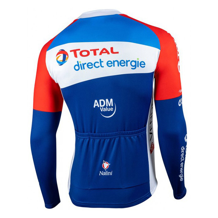2020 Maillot Cyclisme Direct Energie Rouge Bleu Manches Longues et Cuissard